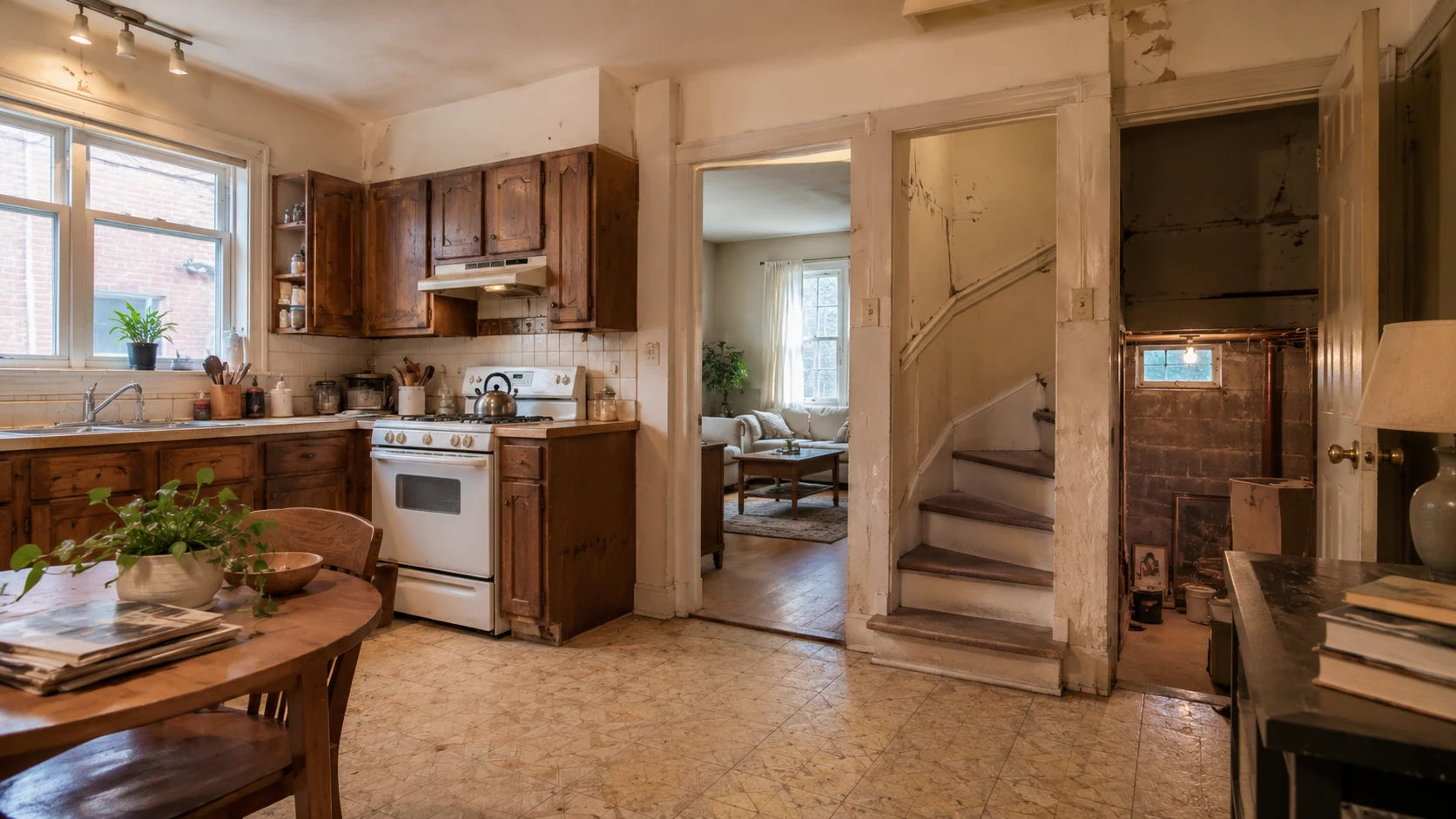 Intérieur de maison avec rénovations et entretien à prévoir